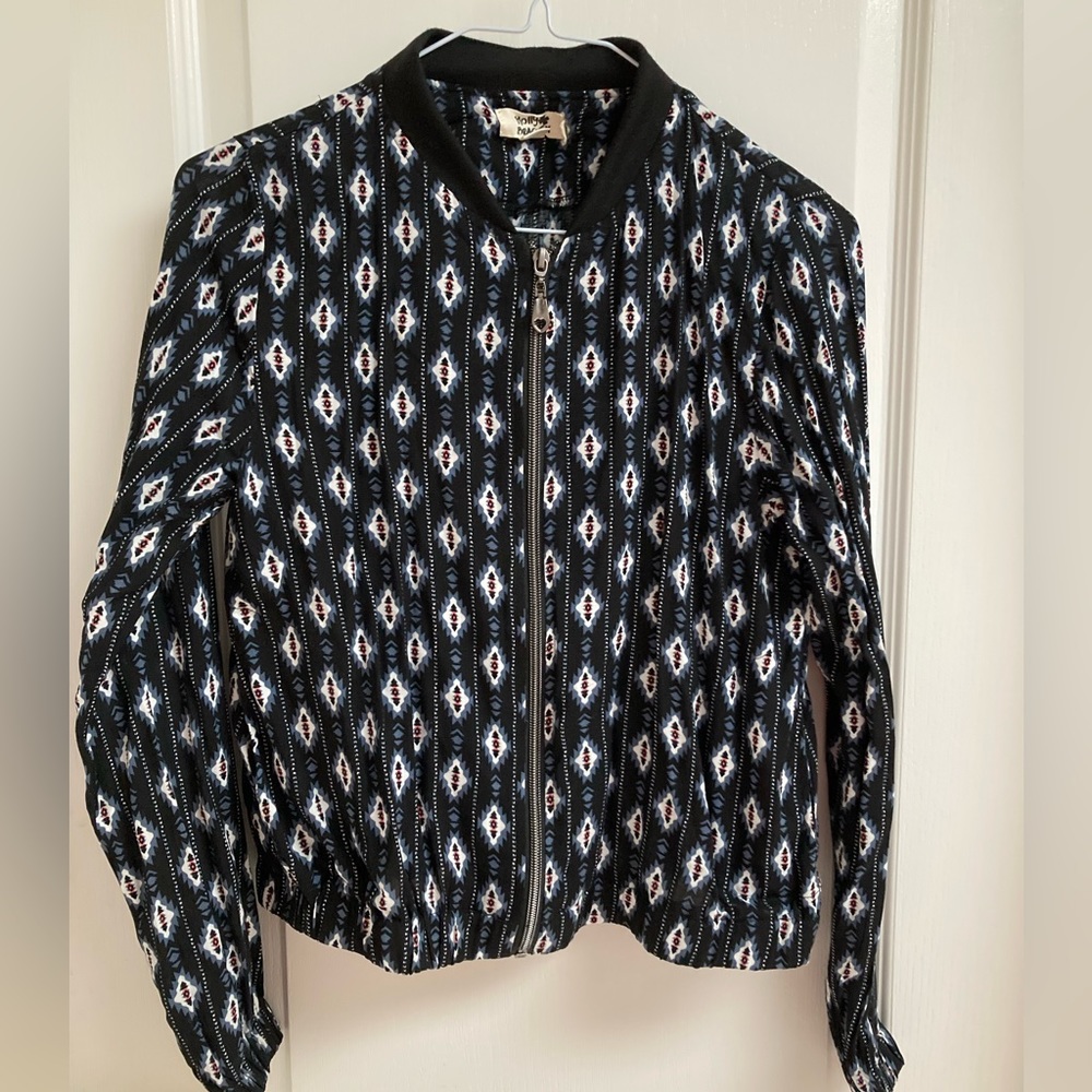 Molly Bracken - Black shirt with leaf print and little gold metallic dots - XS